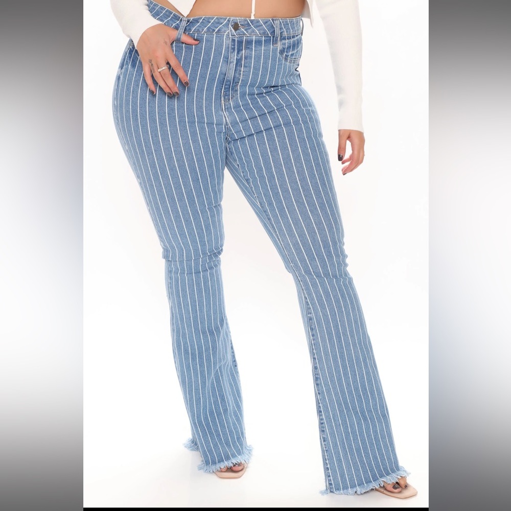 Striped Boot Cut Denim Jeans by Fashion Nova by 32